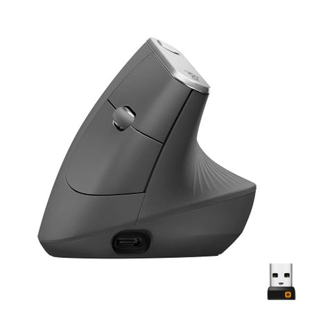 Logitech MX Vertical Ergonomiška belaidė pelė RF Wireless+Bluetooth, 4000 DPI, Graphite