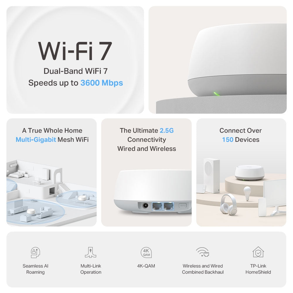 TP-LINK BE3600 Whole Home Mesh Wi-Fi 7 System | TP-LINK
