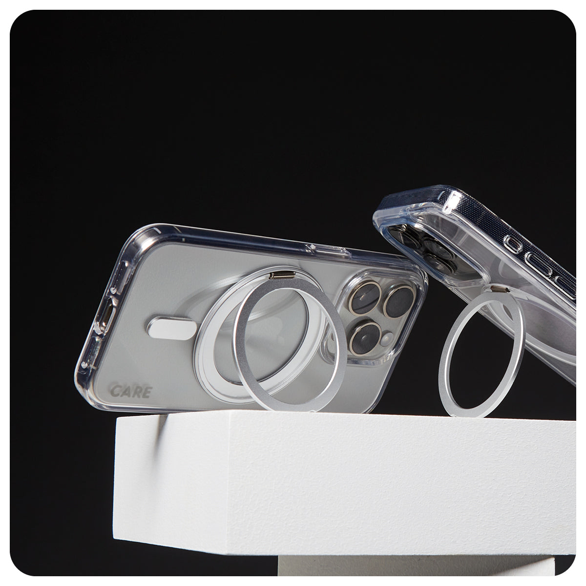 CARE Feature Case | Back cover | Apple | iPhone 16 | Recycled plastic | Silver | Kickstand & MagSafe