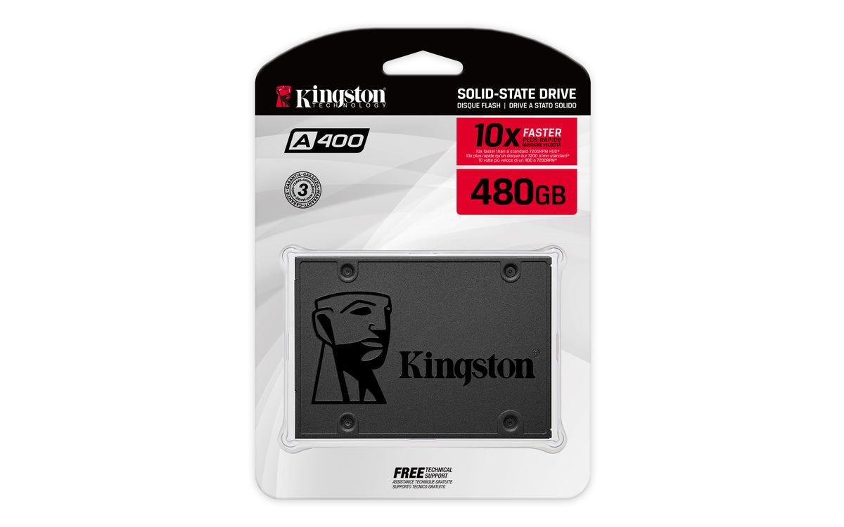 Kingston | A400 | 480 GB | SSD form factor 2.5" | Solid-state drive interface SATA | Read speed 500 MB/s | Write speed 450 MB/s