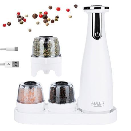Adler | Electric Salt and pepper grinder | AD 4449w | Housing material ABS plastic | 7 W | Lithium | Matte White