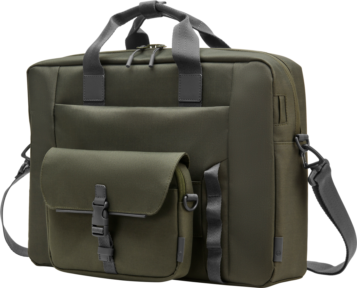 HP Modular 15.6 Top Load, 3-in-One (Pouch, Top Load, Sleeve), Water Resistant, Cable Pass-through, 22 Liter Capacity - Dark Olive Green