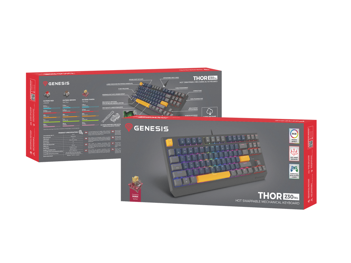 Genesis | THOR 230 | Mechanical Gaming Keyboard | Wired | US | Outemu Panda | Naval Blue Positive