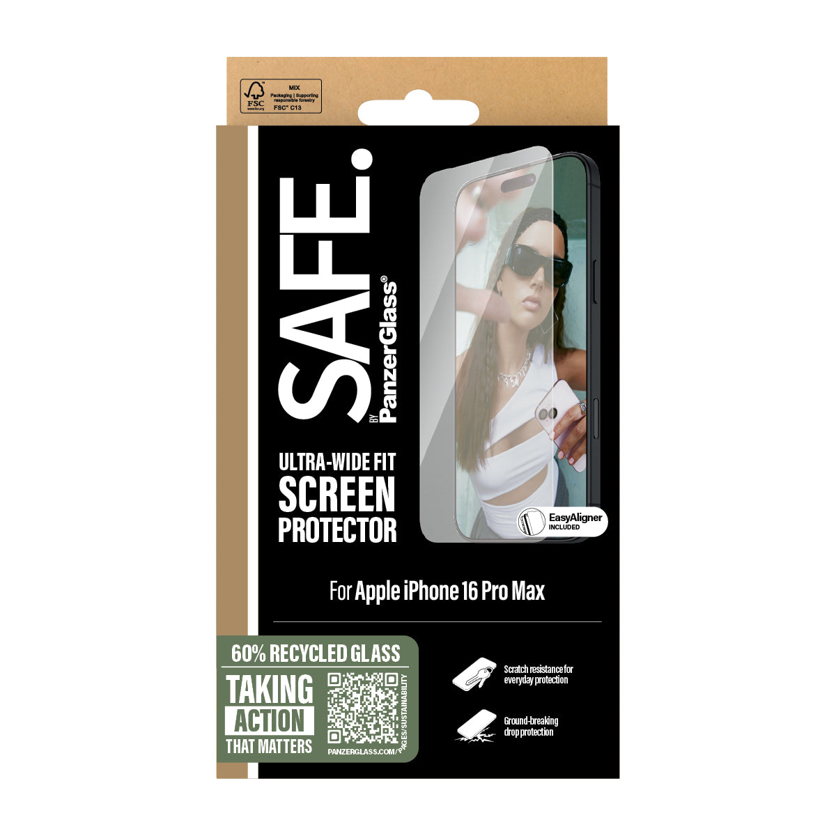 PanzerGlass Screen protector | Apple | iPhone 16 Pro Max | Glass | Transparent | Ultra-Wide Fit