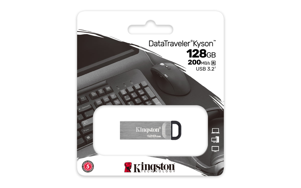 Kingston | USB Flash Drive | DataTraveler Kyson | 128 GB | USB Type-A | Black/Grey