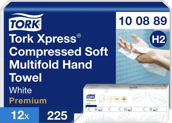 Lapelinis rankšluostinis popierius Tork Xpress Soft Multifold H2, 2 sl.,225 lap.,22.2x24cm, Z, 12vnt