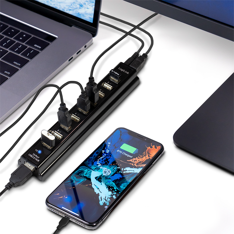 Logilink | USB 2.0 Hub-10 port whit power adapter