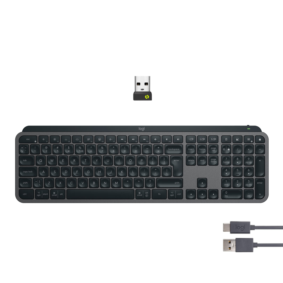 Logitech MX Keys S Belaidė klaviatūra, RF Wireless+Bluetooth, Illuminated, US Int, Graphite