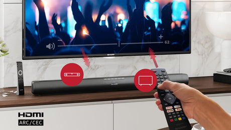 Sharp HT-SB100 2.0 Soundbar for TV above 32", HDMI ARC/CEC, Aux-in, Optical, Bluetooth, USB, 80cm, Gloss Black | Sharp | Yes | Soundbar for TV above 32" | HT-SB100 | Black | No | USB port | AUX in | Bluetooth | Wireless connection