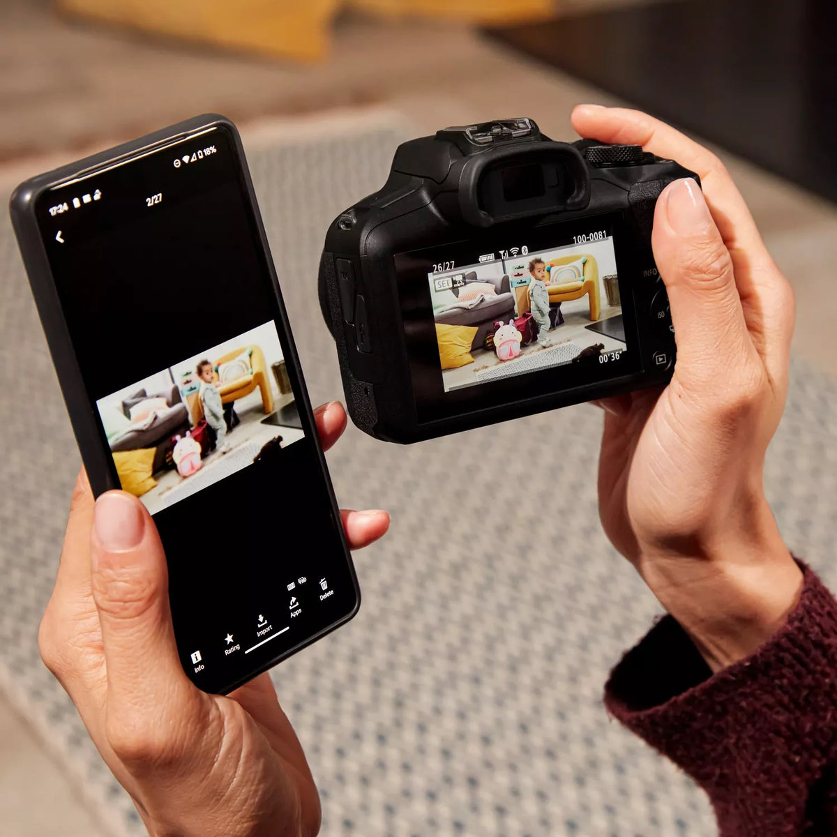 Canon | EOS R100 Mirrorless Camera + RF-S 18-45mm IS STM Lens + RF-S 55-210mm IS STM Lens | Megapixel 24.1 MP | Image stabilizer | ISO sensitivity (max) 256000 | Wi-Fi | Video recording | Manual | CMOS | Black