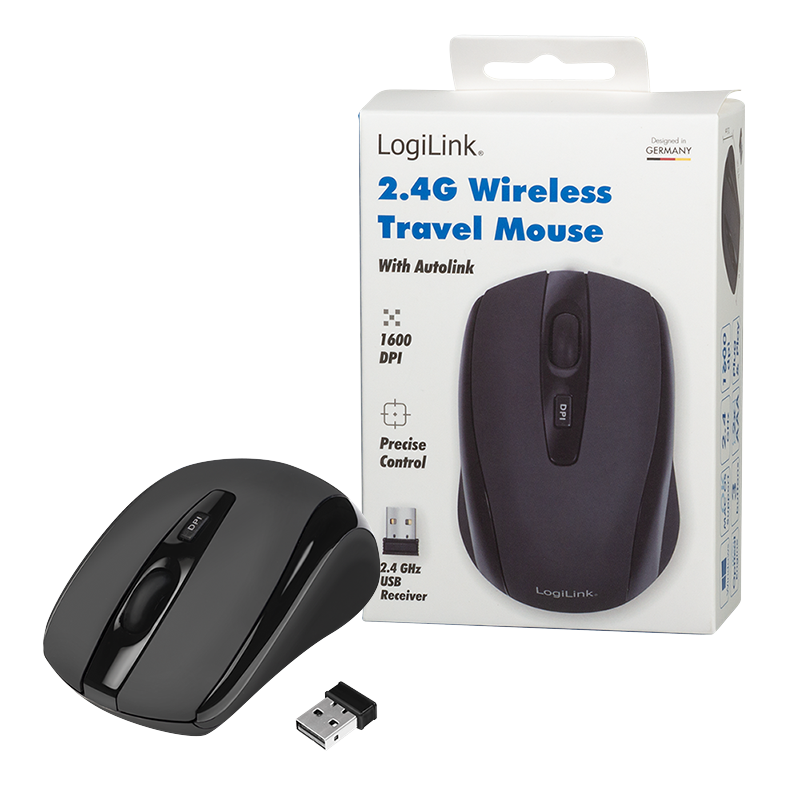 Logilink | Maus optisch Funk 2.4 GHz | wireless | 2.4GH wireless mini mouse with autolink | Black