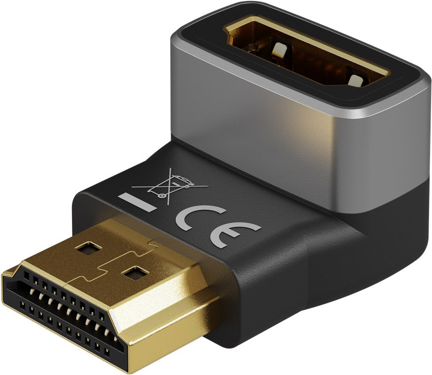 Goobay HDMI Angled Adapter 270° Vertical, 8K @ 60 Hz, Gold-Plated | 72011