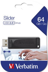 Verbatim 98698 Slider USB atmintinė 64GB, USB-A 2.0, Juoda