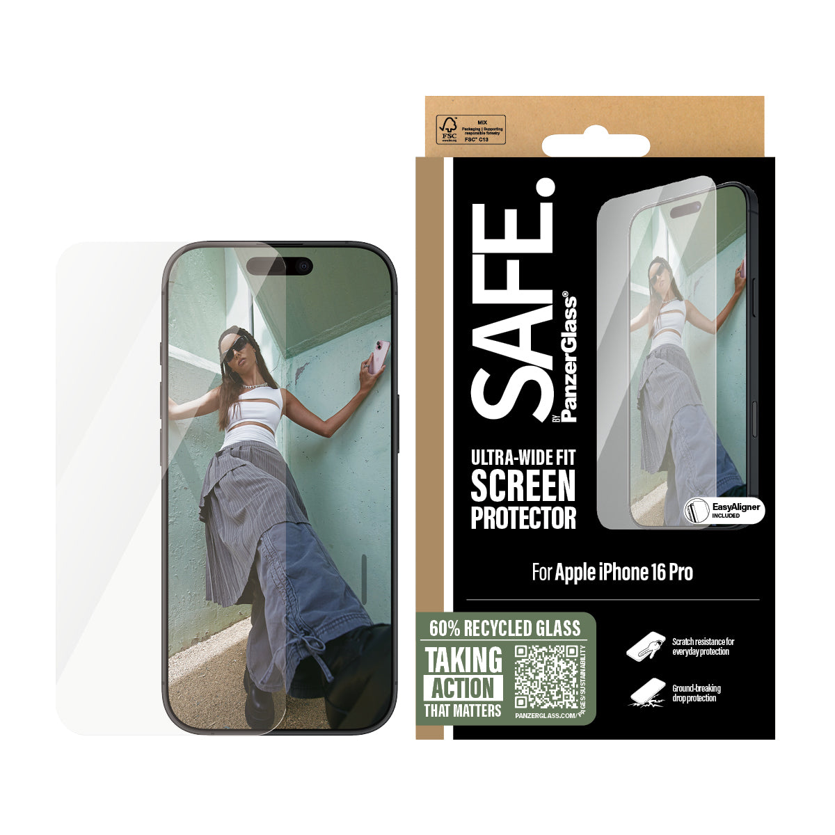 PanzerGlass Screen protector | Apple | iPhone 16 Pro | Glass | Transparent | Ultra-Wide Fit