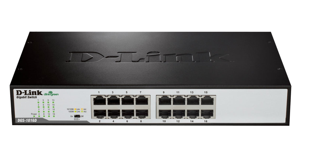 D-Link | 16-Port Gigabit Unmanaged Desktop Switch | DGS-1016D | Unmanaged | Desktop