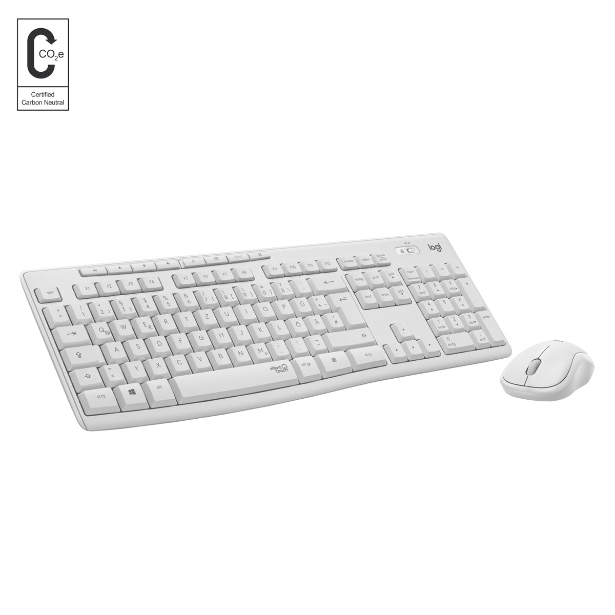 Klaviatūra belaidė Logitech Silent Wireless MK295, Balta