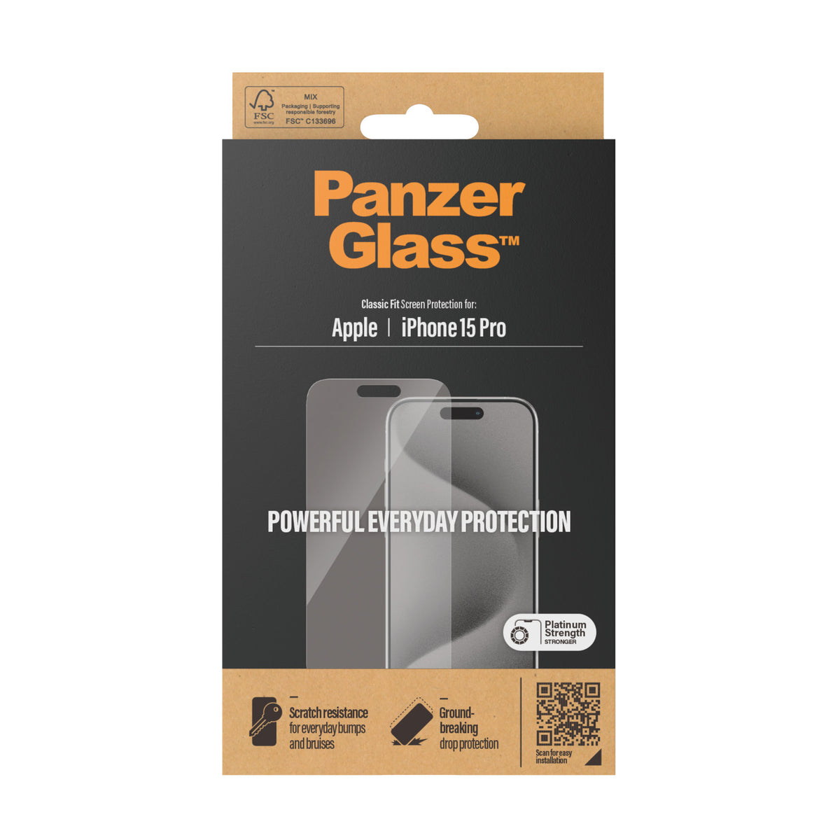 PanzerGlass | Screen Protector | iPhone | iPhone 15 pro | Tempered glass | Clear