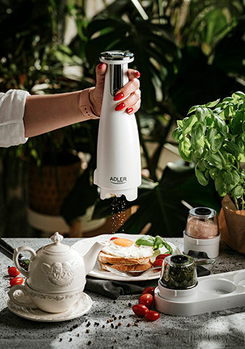 Adler | Electric Salt and pepper grinder | AD 4449w | Housing material ABS plastic | 7 W | Lithium | Matte White