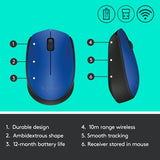 Logitech M171 Belaidė pelė RF Wireless, 1000 DPI, Blue/Black