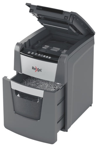 Rexel Optimum AutoFeed+ 100M Dokumentų naikiklis Micro-cut shredding 2x15mm P-5 34L 55dB, Grey/Black