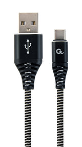Cablexpert | Premium cotton braided Type-C USB charging and data cable, 1 m | CC-USB2B-AMCM-1M-BW