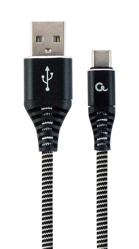 Cablexpert | Premium cotton braided Type-C USB charging and data cable, 1 m | CC-USB2B-AMCM-1M-BW
