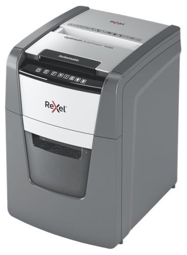 Rexel Optimum AutoFeed+ 100M Dokumentų naikiklis Micro-cut shredding 2x15mm P-5 34L 55dB, Grey/Black