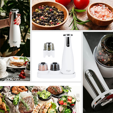 Adler | Electric Salt and pepper grinder | AD 4449w | Housing material ABS plastic | 7 W | Lithium | Matte White