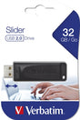 Verbatim 98697 Slider USB atmintinė 32GB, USB-A 2.0, Juoda