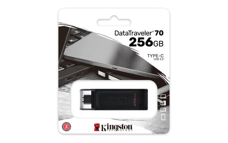 Kingston | USB Flash Drive | DataTraveler 70 | 256 GB | USB Type-C | Black
