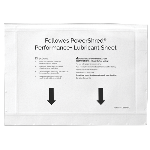Fellowes | Shredder oil sheets 10 pcs | 4025601 | Easy to use no spills and no mess; Improves your shredders performance by keeping the cutters lubricated