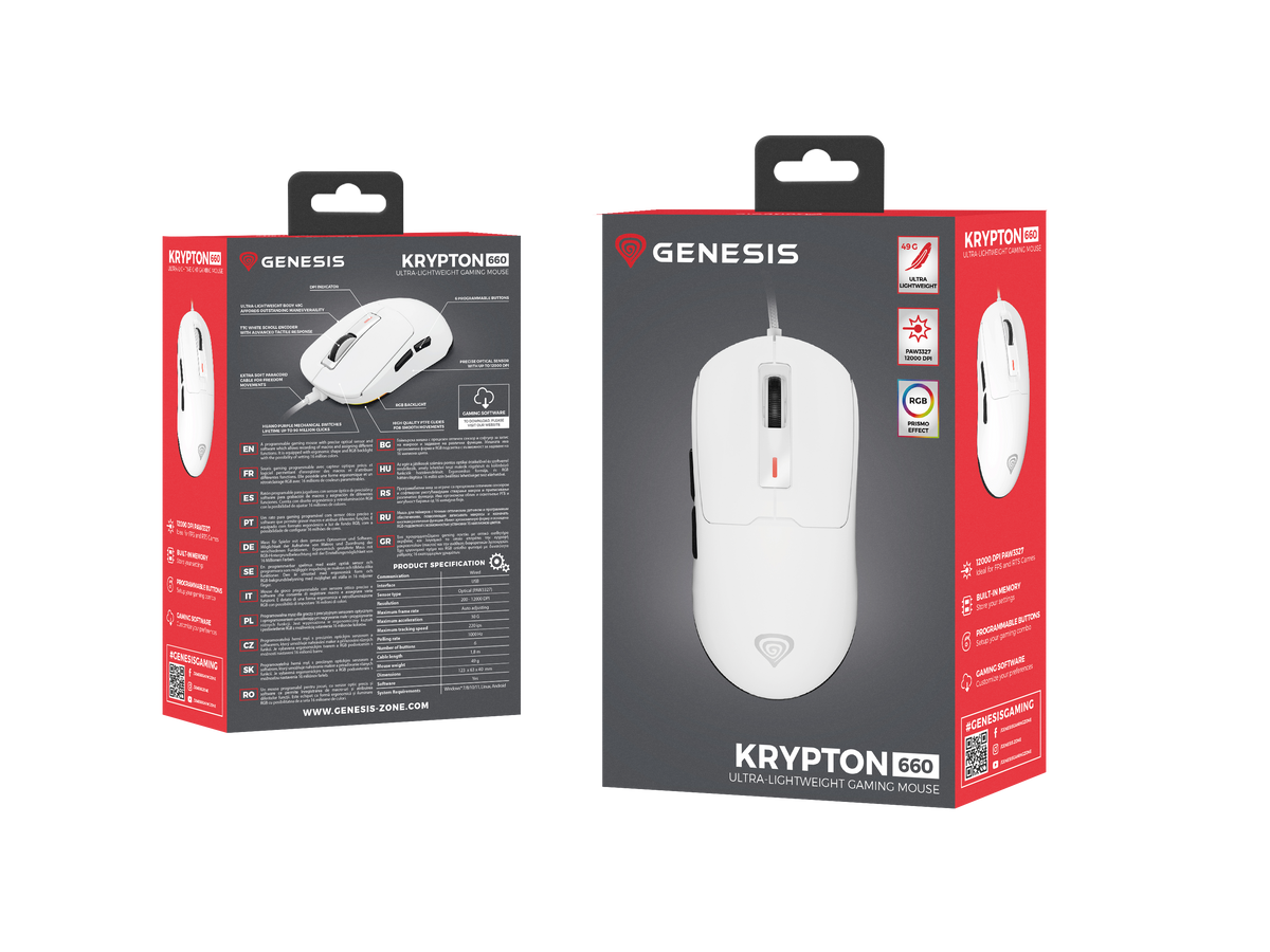 Genesis | Gaming Mouse | Krypton 660 | Wired | USB Type-A | White