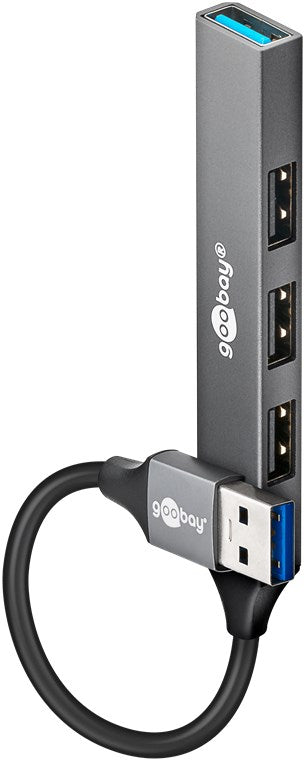Goobay Slim 4-Port USB Hub, USB-A to USB-A, 5 Gbit/s | 74456