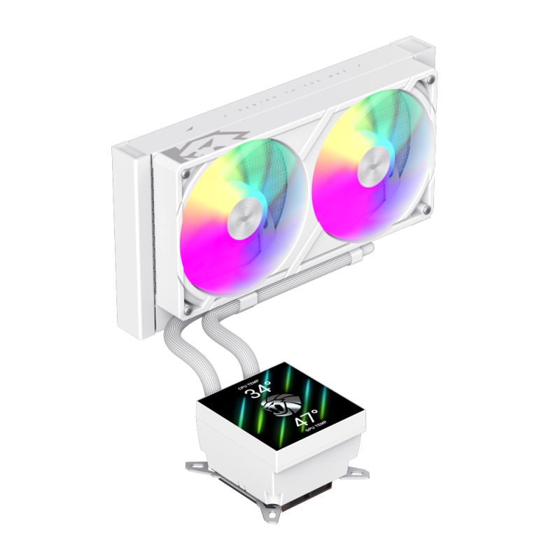 Gamemax CPU Liquid Cooler | GLACIER 240 LCD WH | White