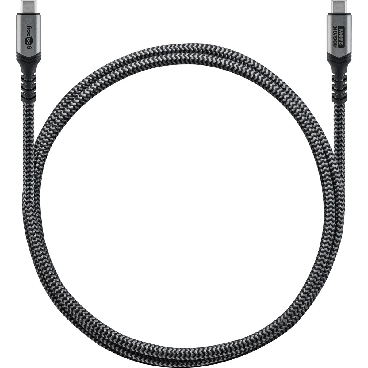 Goobay USB-C Cable, USB4, 1.8 m, bBack/Silver | USB-C to USB-C