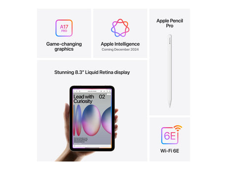 Apple | iPad mini | 8.3 " | Blue | IPS | 2266 x 1488 pixels | Apple A17 Pro | 512 GB | Wi-Fi | Front camera | 12 MP | Rear camera | 12 MP | Bluetooth | 5.3 | iPadOS | USB-C charging cable