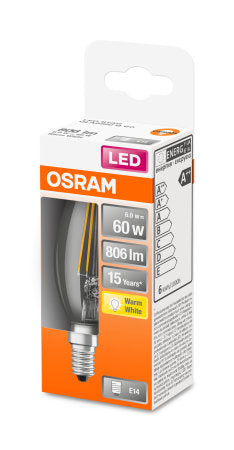 Osram Parathom Classic LED Filament 60 non-dim  6W/827 E14 bulb | E14 | 6 W | Warm White