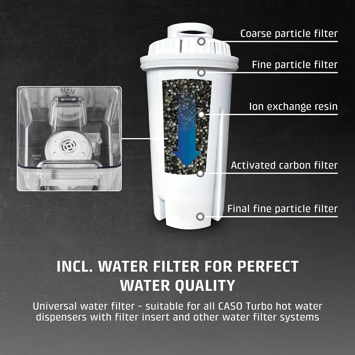 Caso | Turbo hot water dispenser | HW 630 | Water Dispenser | 2600 W | 2.5 L | Plastic/Stainless Steel | Black/Stainless Steel