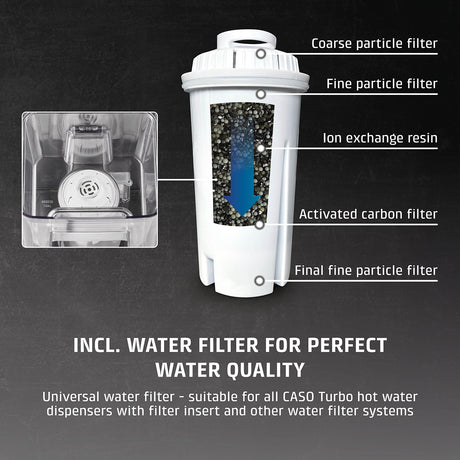 Caso | Turbo hot water dispenser | HW 630 | Water Dispenser | 2600 W | 2.5 L | Plastic/Stainless Steel | Black/Stainless Steel