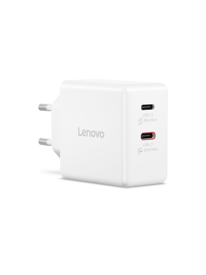 Lenovo Dual USB-C 65W GaN Charger | Charger | USB-C | 65 W