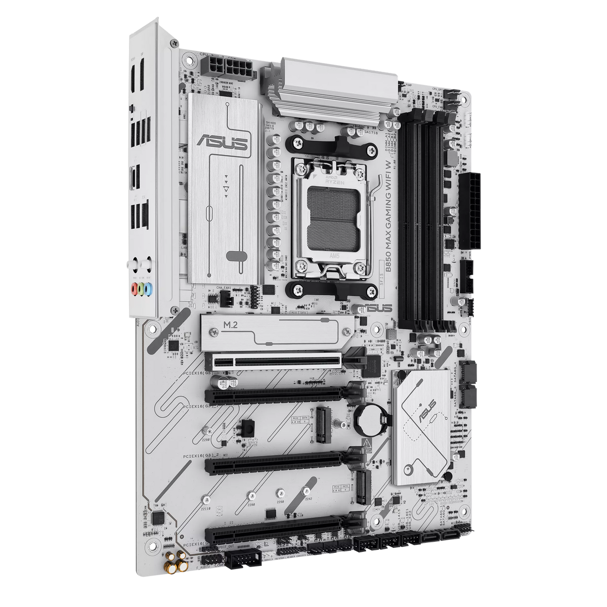 Asus B850 MAX GAMING WIFI W | Processor family AMD | Processor socket AM5 | DDR5 | Supported hard disk drive interfaces SATA, M.2 | Number of SATA connectors 4