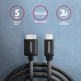 AXAGON | Data and power suply cable, 1 m | BUMM3-CM10AB | USB Type C to USB Type Micro-B