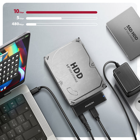 AXAGON USB-C 10Gbps FAST PORT X adapter for 2.5"/3.5" SSD/HDD | ADSA-FPX
