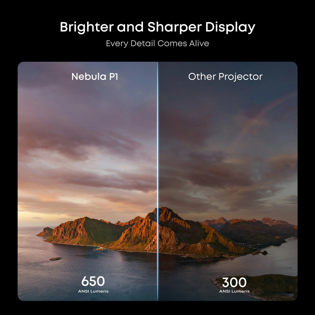 Anker Nebula Nebula P1 Portable Projector with Detachable Speakers | Full HD (1920x1080) | 650 ANSI lumens | Grey