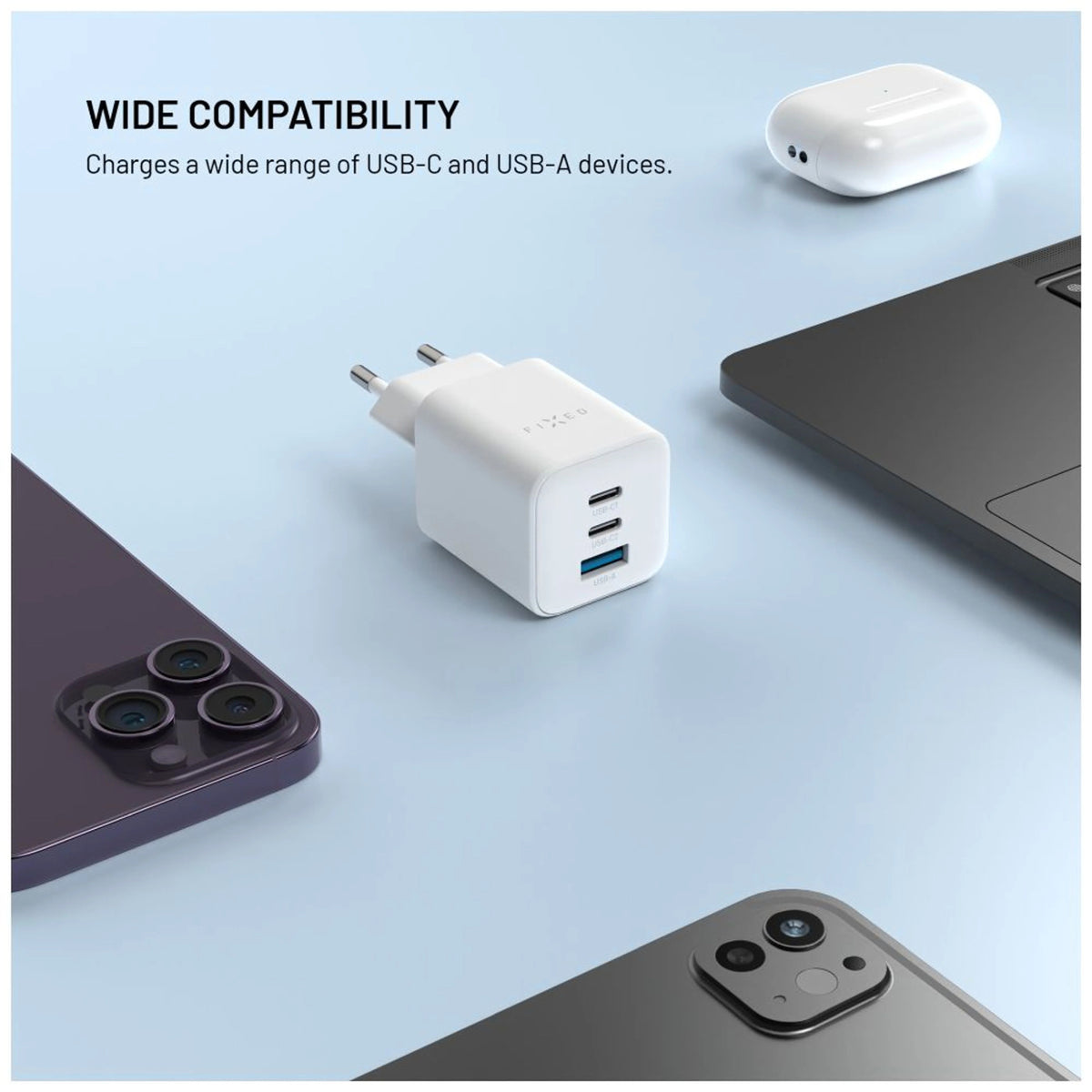 Fixed Mini 2x USB-C and USB GaN Charger 65W