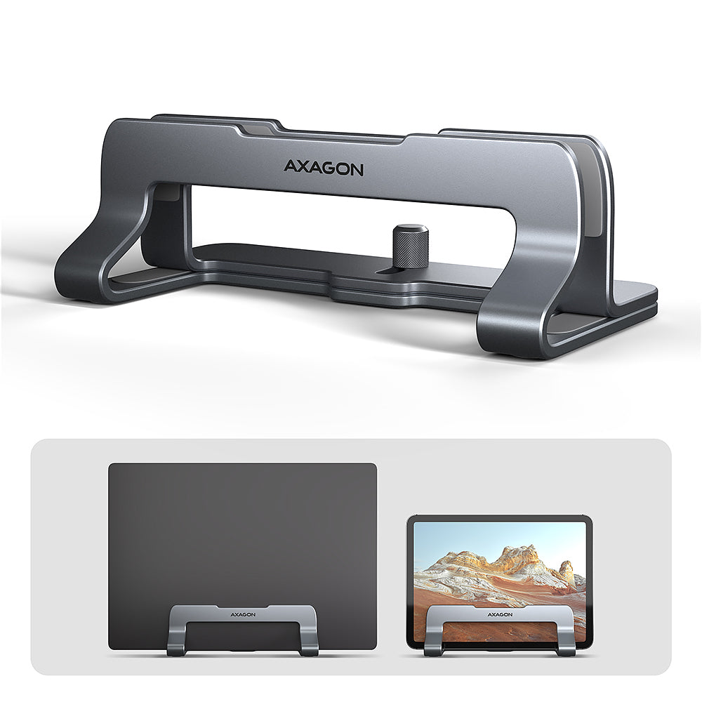 AXAGON STND-VG vertical stand for laptops and tablets | Adjustable width | 10-17.3 " | Grey