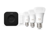 Philips Hue Starter set: 3 smart E27 bulbs, dimmer switch, Hue Bridge Pro | E27 | White and colored light