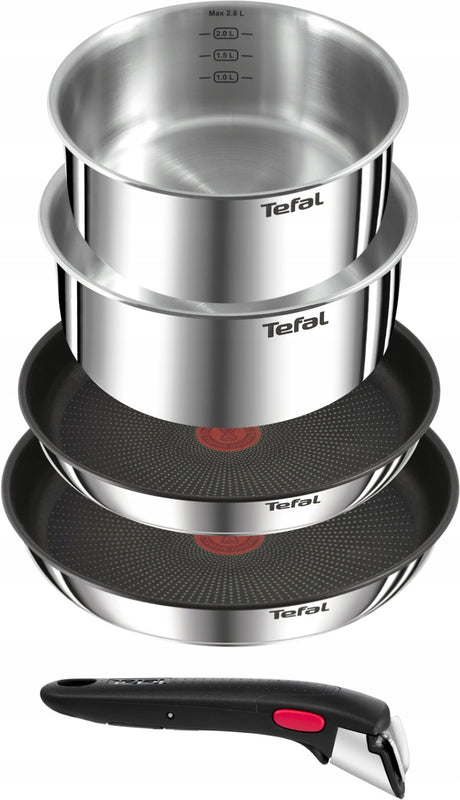 TEFAL | Ingenio Emotion 5-piece Set | L897S574 | Frying | Diameter 16/20/22/28 cm | Suitable for induction hob | Removable handle | Stainless steel