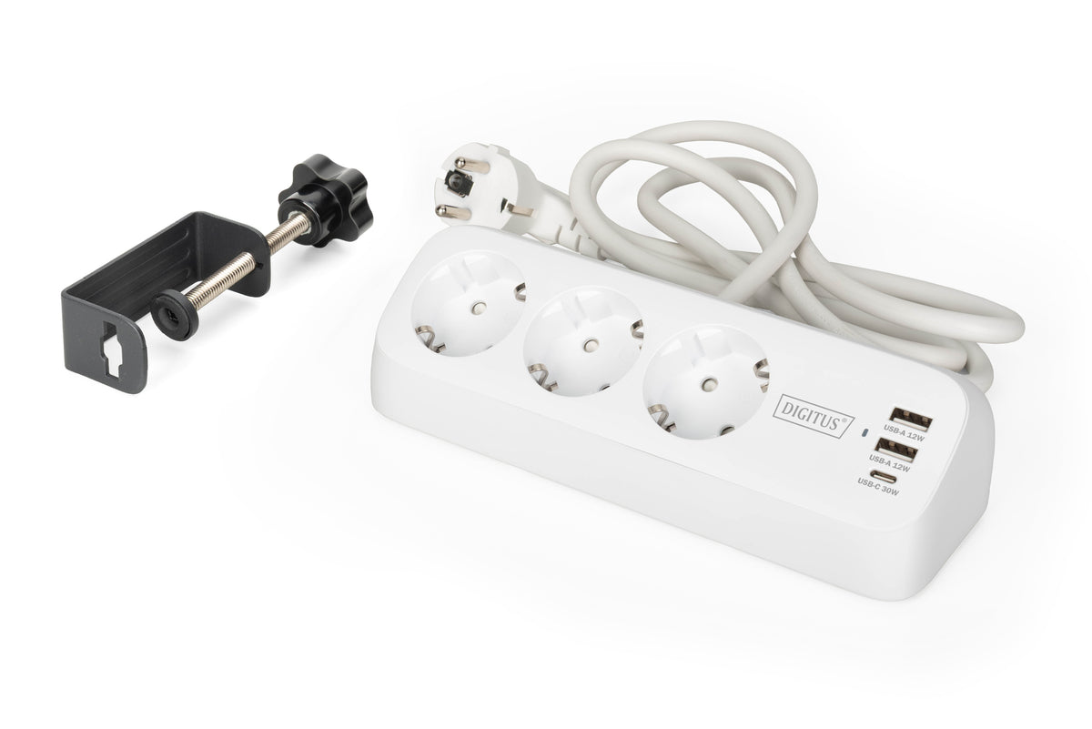 Digitus 3-way office socket strip with 2x USB-A and 1x USB-C connections | DA-70626