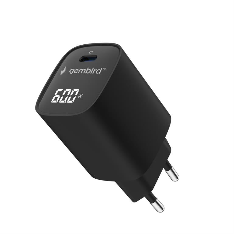 Gembird 60W USB Type-C fast charger, LCD | TA-UC-1C-PD60LCD-01-BK